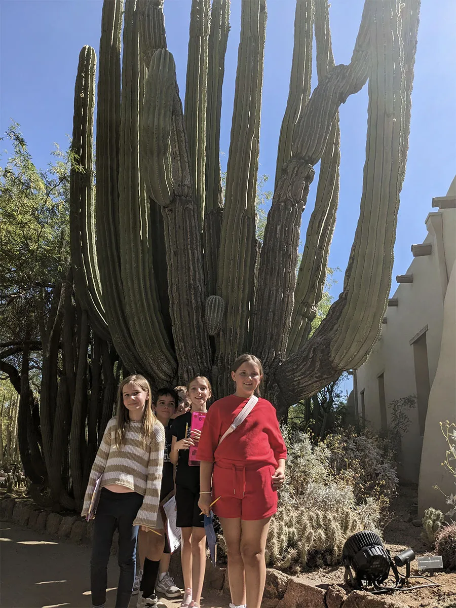 students-saguaro-cactus-desert-botanical-garden